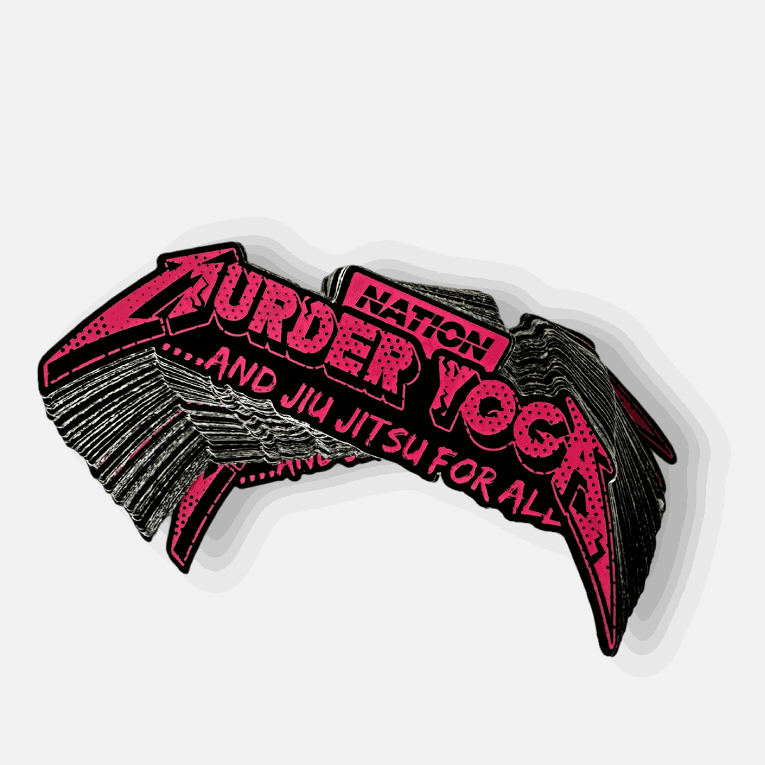 Murder Yoga BJJ Sticker, 4x3 Die-Cut Laminated Jiu Jitsu Decal with Bold Design
