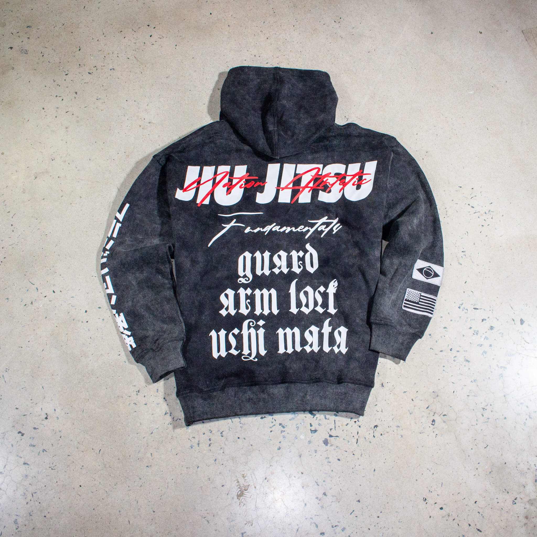 BJJ Hoodie – Jiu-Jitsu Fundamentals | Nation Athletic BJJ | Gray back| Premium hoodie