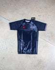 Black Dark Arts BJJ Rash Guard with waffle tech fabric for No-Gi Jiu Jitsu training.