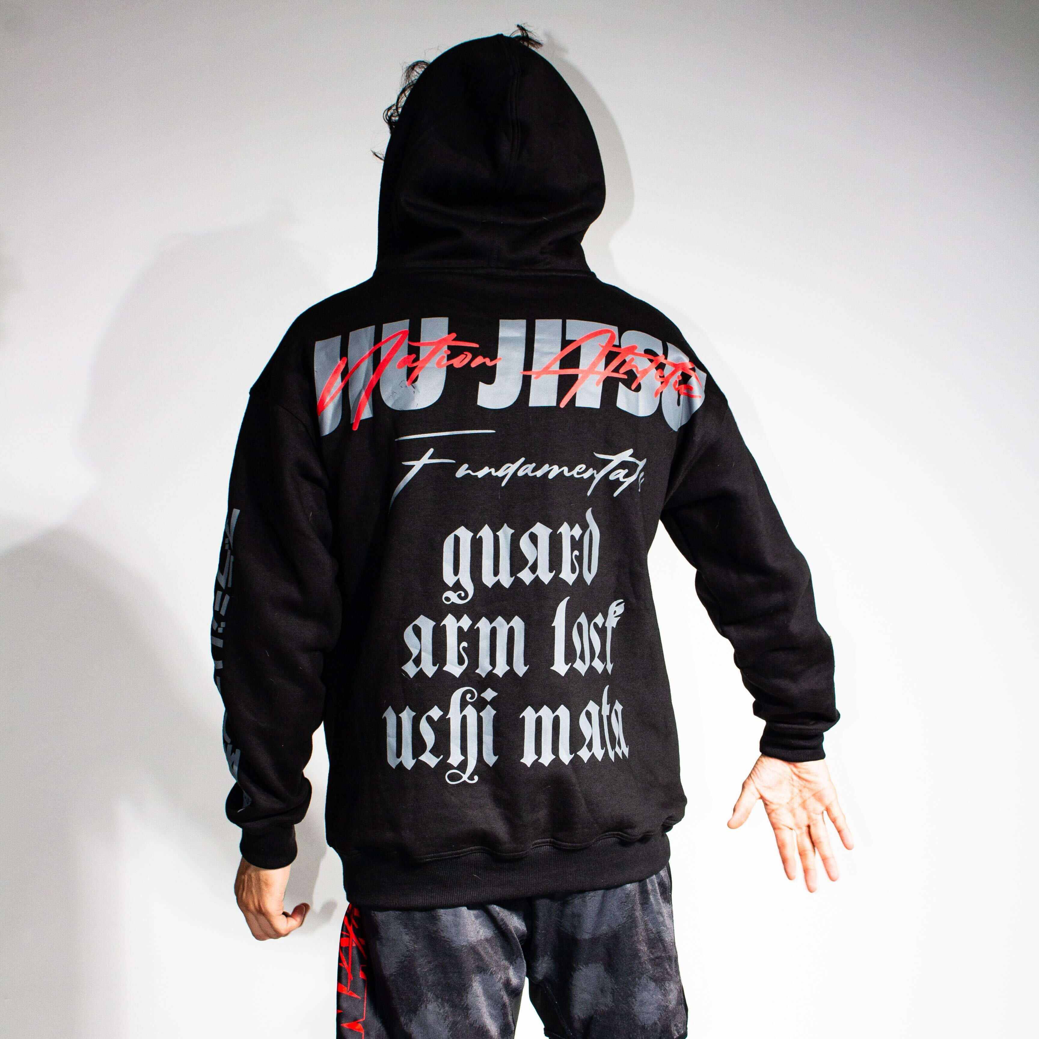 BJJ Hoodie – Jiu-Jitsu Fundamentals | Nation Athletic BJJ | Black | Premium hoodie | Back on model