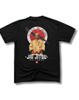 Black t-shirt with Jiu Jitsu design on a white background