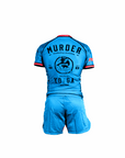 Men's Blue Murder Yoga BJJ Rash Guard Set for No-Gi Jiu Jitsu Training.