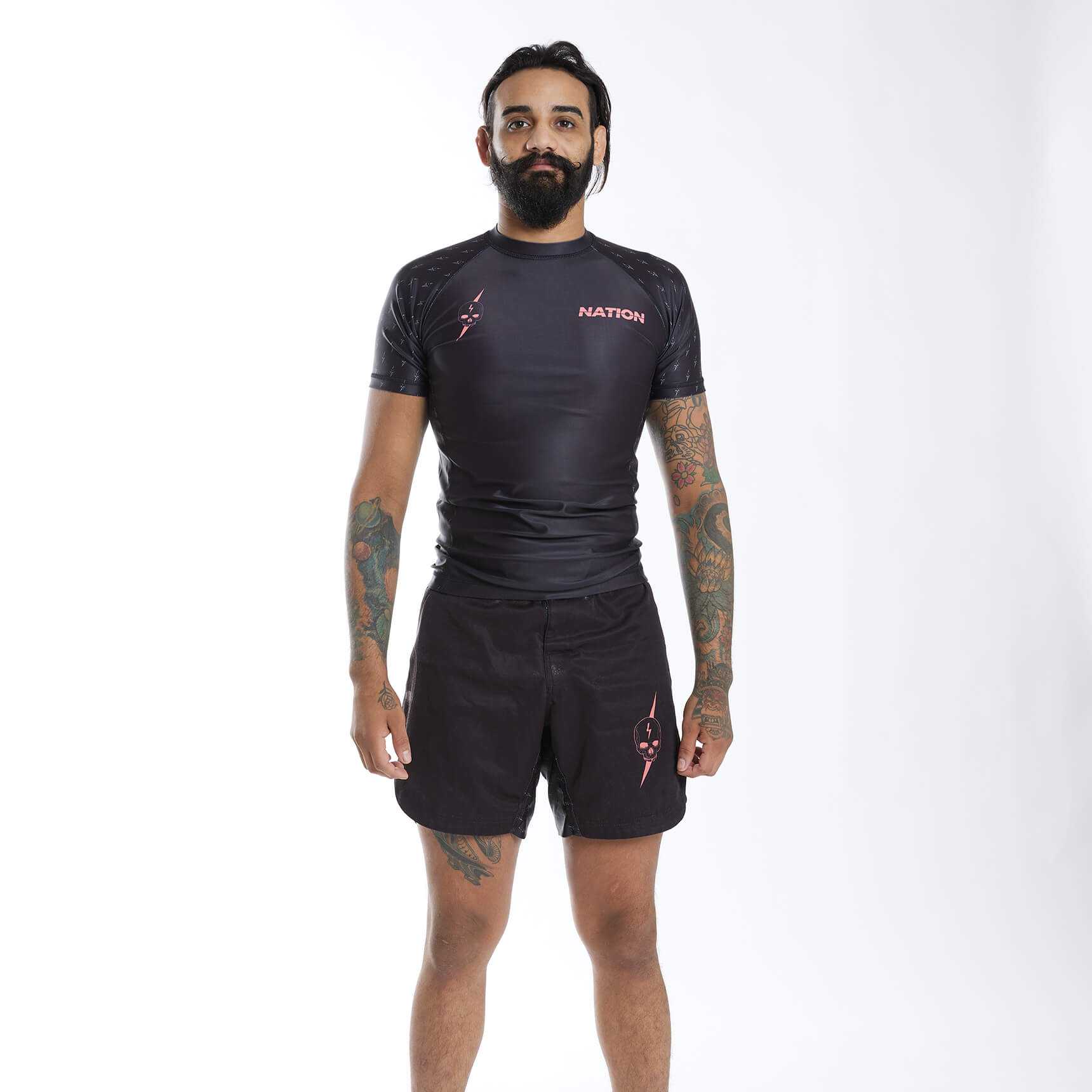 Nation Athletic BJJ - Death Cuddles BJJ Rash Guard - Black Rash Guards - Short Sleeve