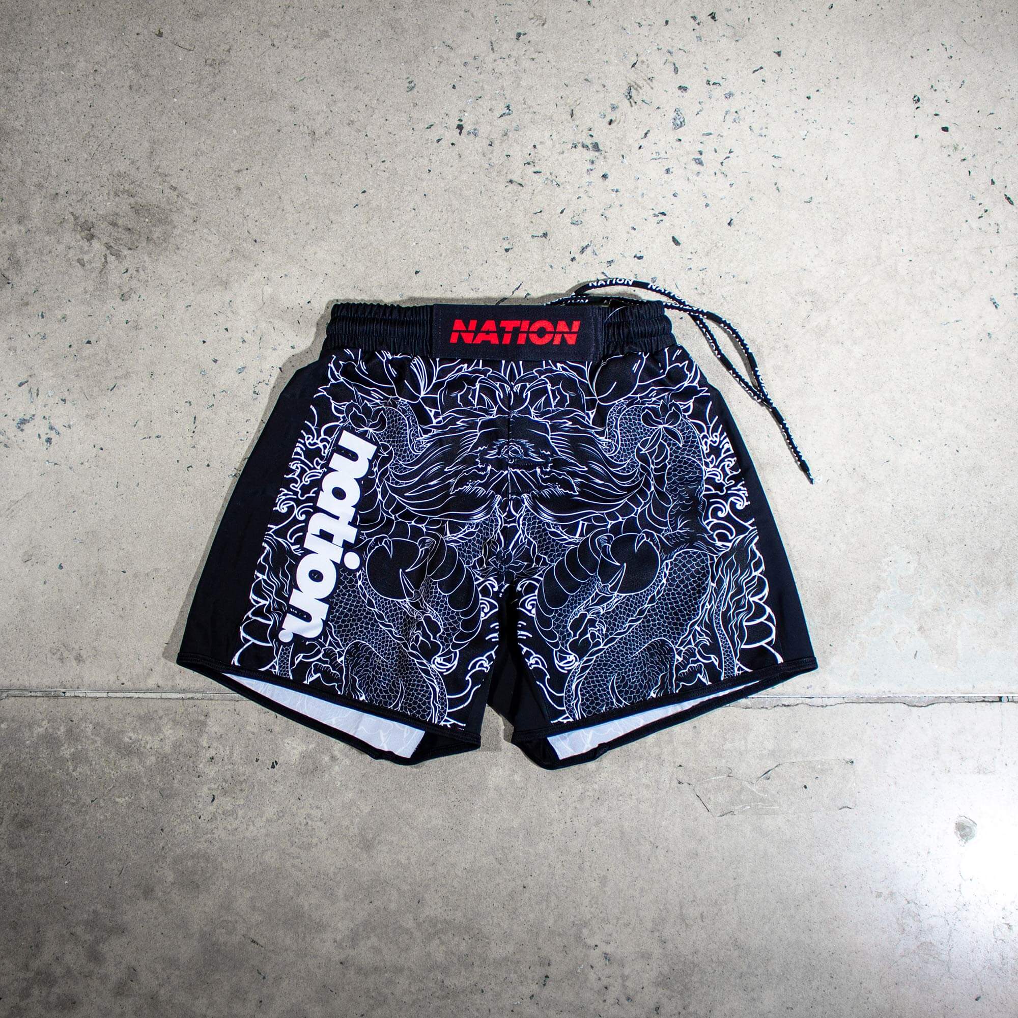 Rising Dragon | Male BJJ Grappling Shorts | Black | No-Gi Fight Shorts for Jiu Jitsu & MMA