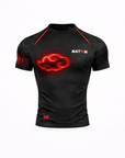 anime BJJ kit Black athletic shirt with red graphics and 'NATION' branding on a white background | Naruto-Style Anime Grappling Shorts BACK2