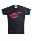 Black Shadow Cloud Naruto-style anime rash guard with red cloud design and compression fit anime BJJ kit