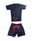anime BJJ kit Shadow Cloud Naruto-style black and red anime BJJ rash guard and shorts set