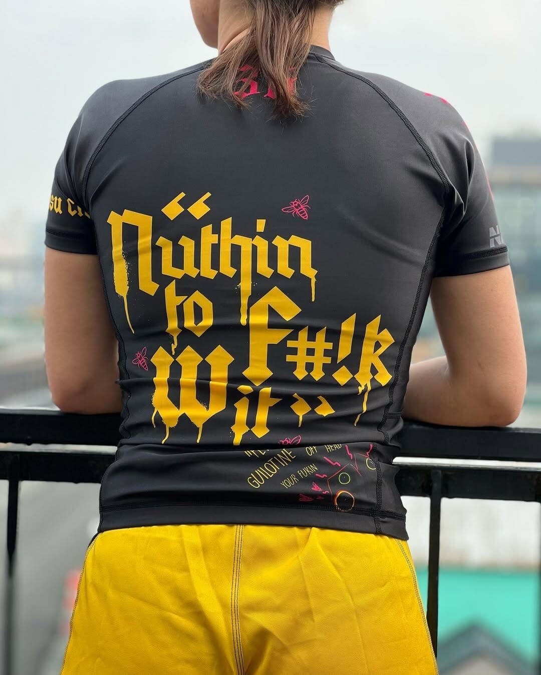 Wu jitsu BJJ Rash Guard and BJJ grappling shorts female back design