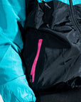 Retro BJJ hoodie warm up jacket with branded drawstrings and ventilation design. pocket detail