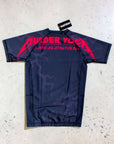 BJJ Rash Guard Murder Yoga V2 Black Short Sleeve, durable lightweight design.