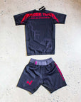 Black Murder Yoga V2 BJJ Rash Guard Set with tailored fit, including rash guard and grappling shorts, from Nation Athletic.