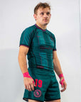 BJJ No Gi set with tailored compression fit and moisture-wicking fabric.