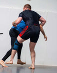 essentials bjj rash guard set black rash guard and bjj shorts