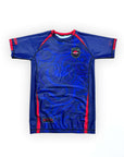 The Great Wave BJJ Rash Guard in blue, short sleeve, premium no-gi jiu jitsu rash guard by Nation Athletic.