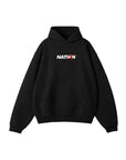 Black Bjj hoodie with 'NATION' logo on a white background