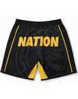 Mexico World Cup BJJ grappling shorts black and gold for no-gi training by Nation Athletic