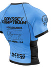 Multicolor Odyssey Ranked Rash Guard by Nation Athletics BJJ. blue