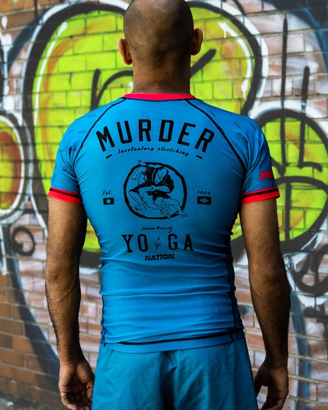 Nation Athletic Murder Yoga BJJ Rash Guards and BJJ Shorts Rear View