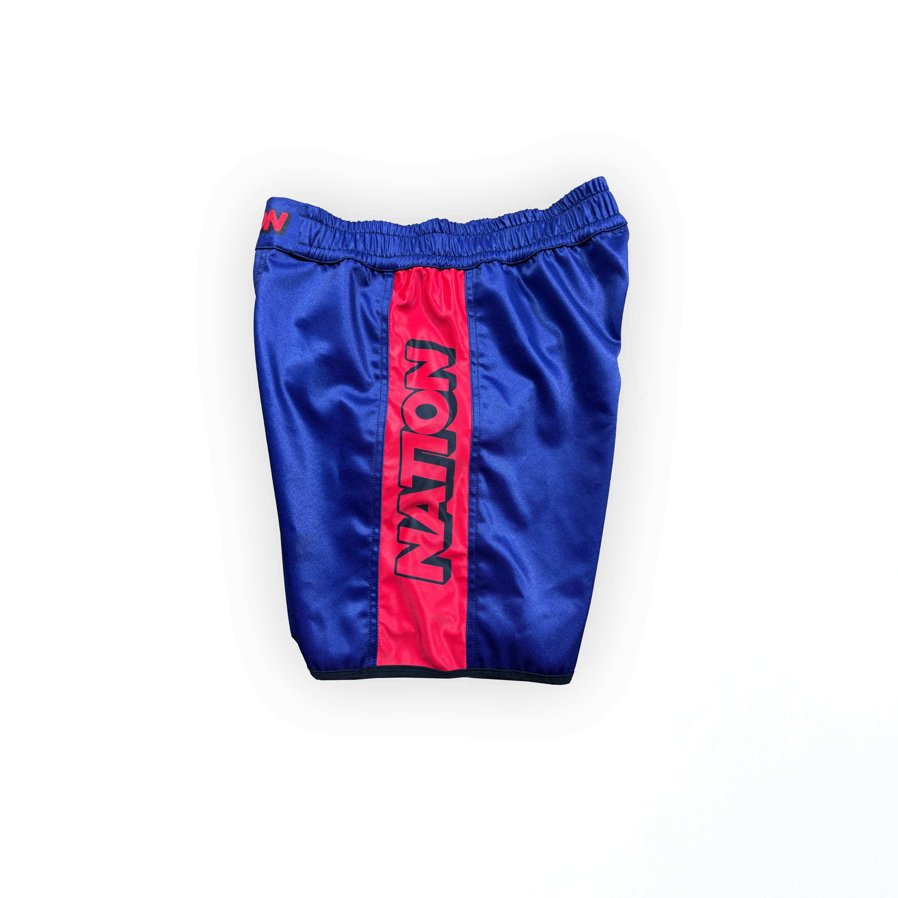 Blue Make Waves BJJ Rash Guard grappling shorts side