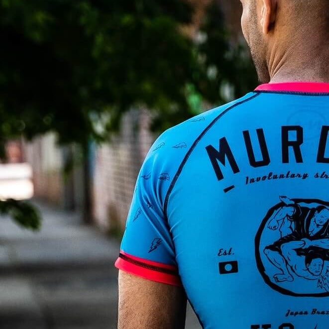 Short Sleeve BJJ Rash Guards - on body close up