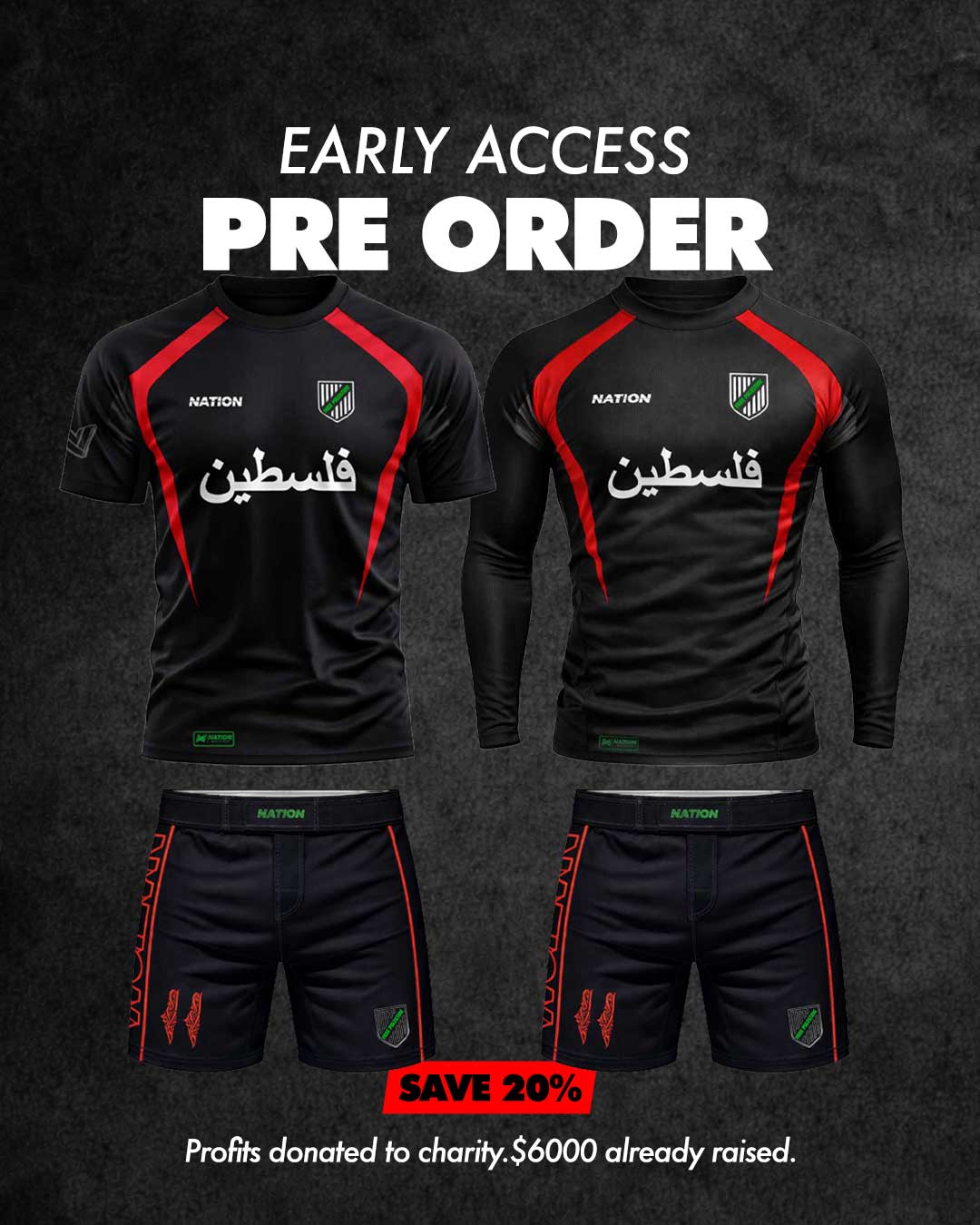 Palestine BJJ Rash Guard Sets