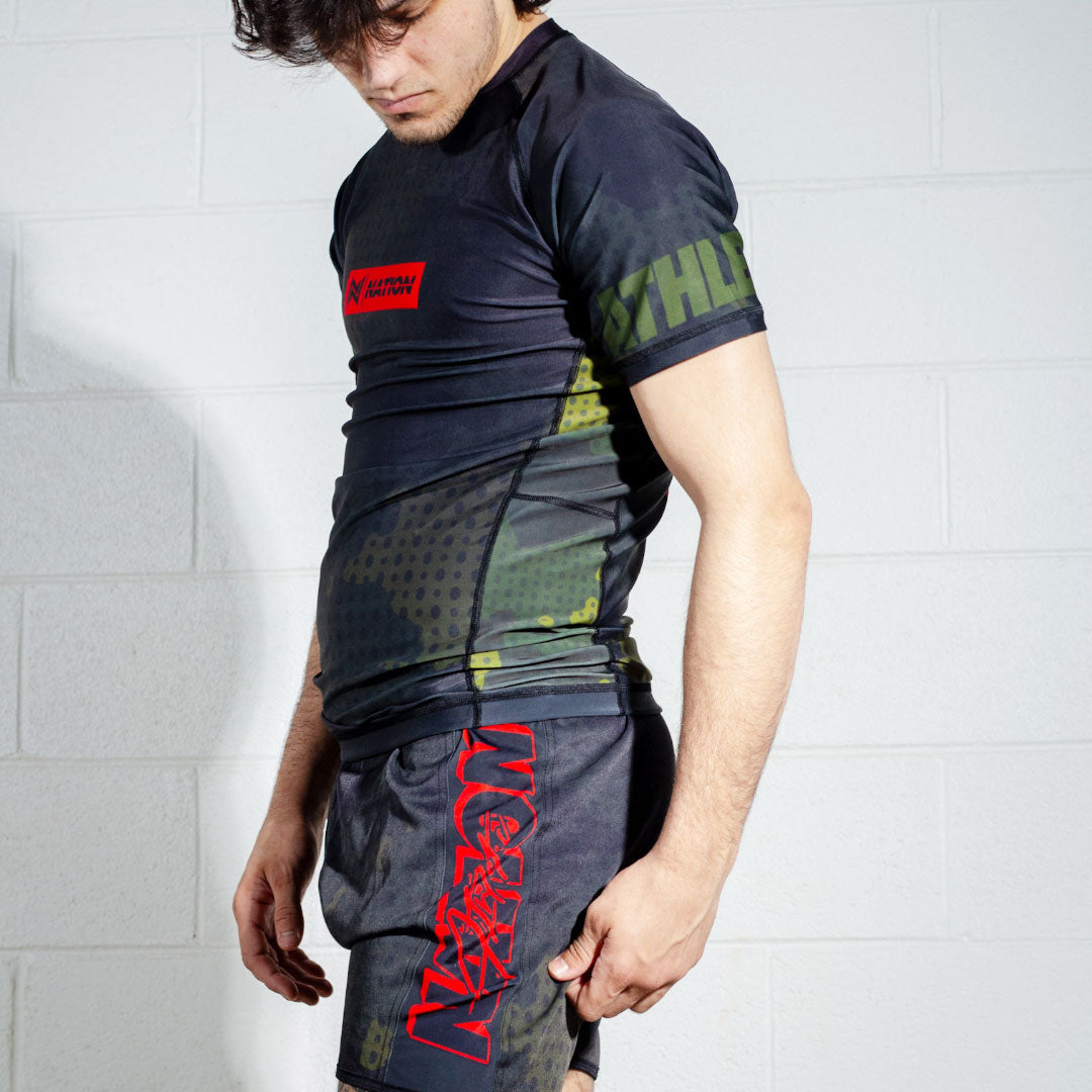 Camo BJJ Rash Guard Set with BJJ Shorts  side view shorts