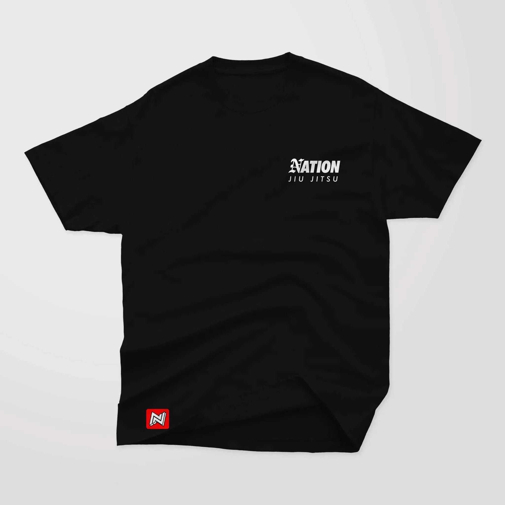 Front of Jujitsuka tee - Nation Jiu Jitsu logo in black