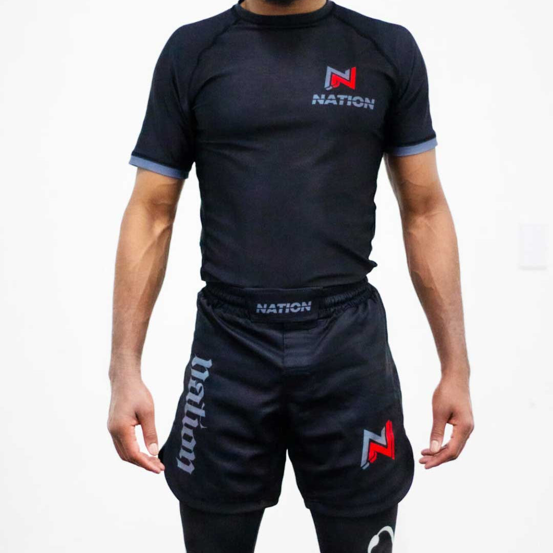 Nation Athletic BJJ Rash Guard and BJJ Shorts Set Front View