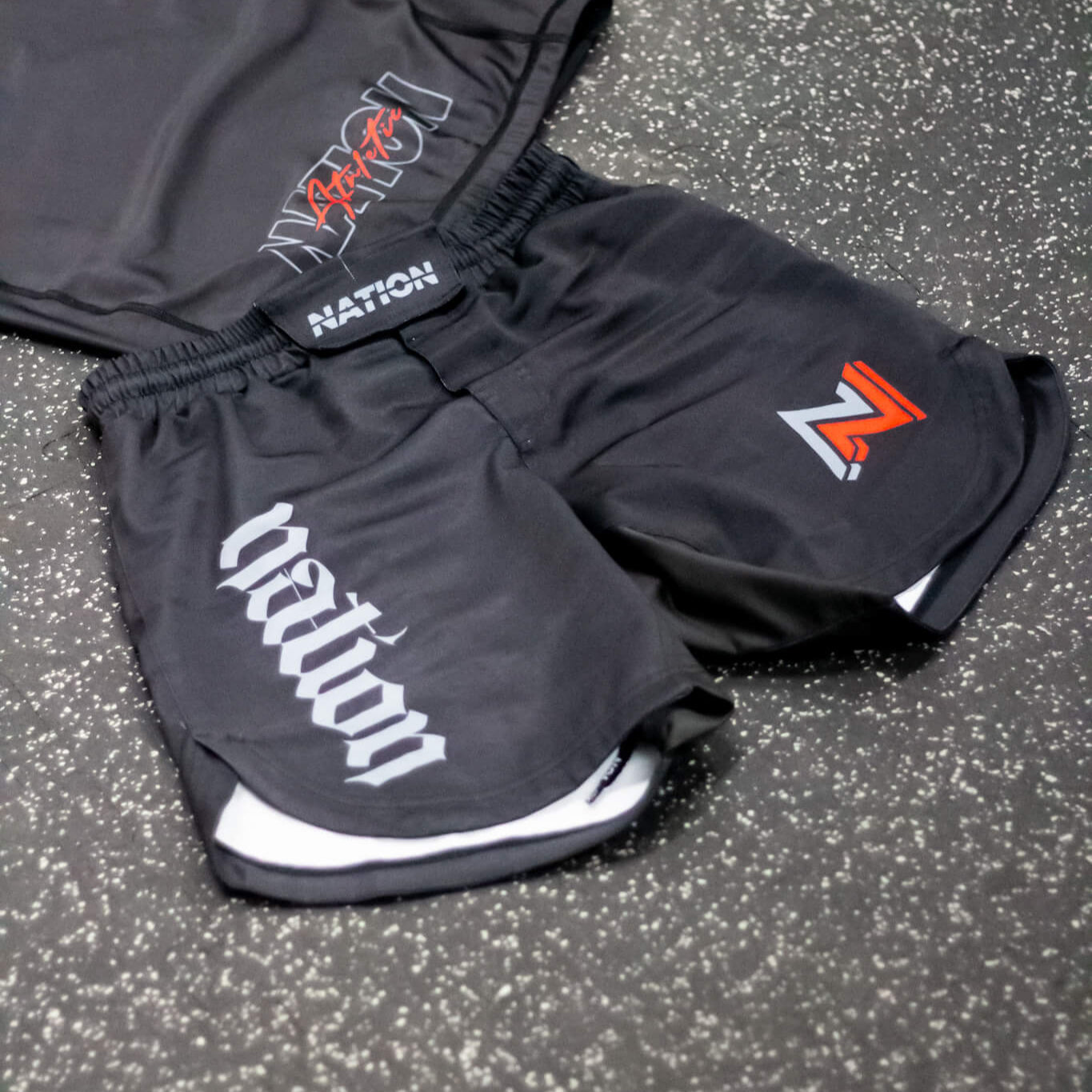 Nation Athletic bjj grappling shorts Flatlay front