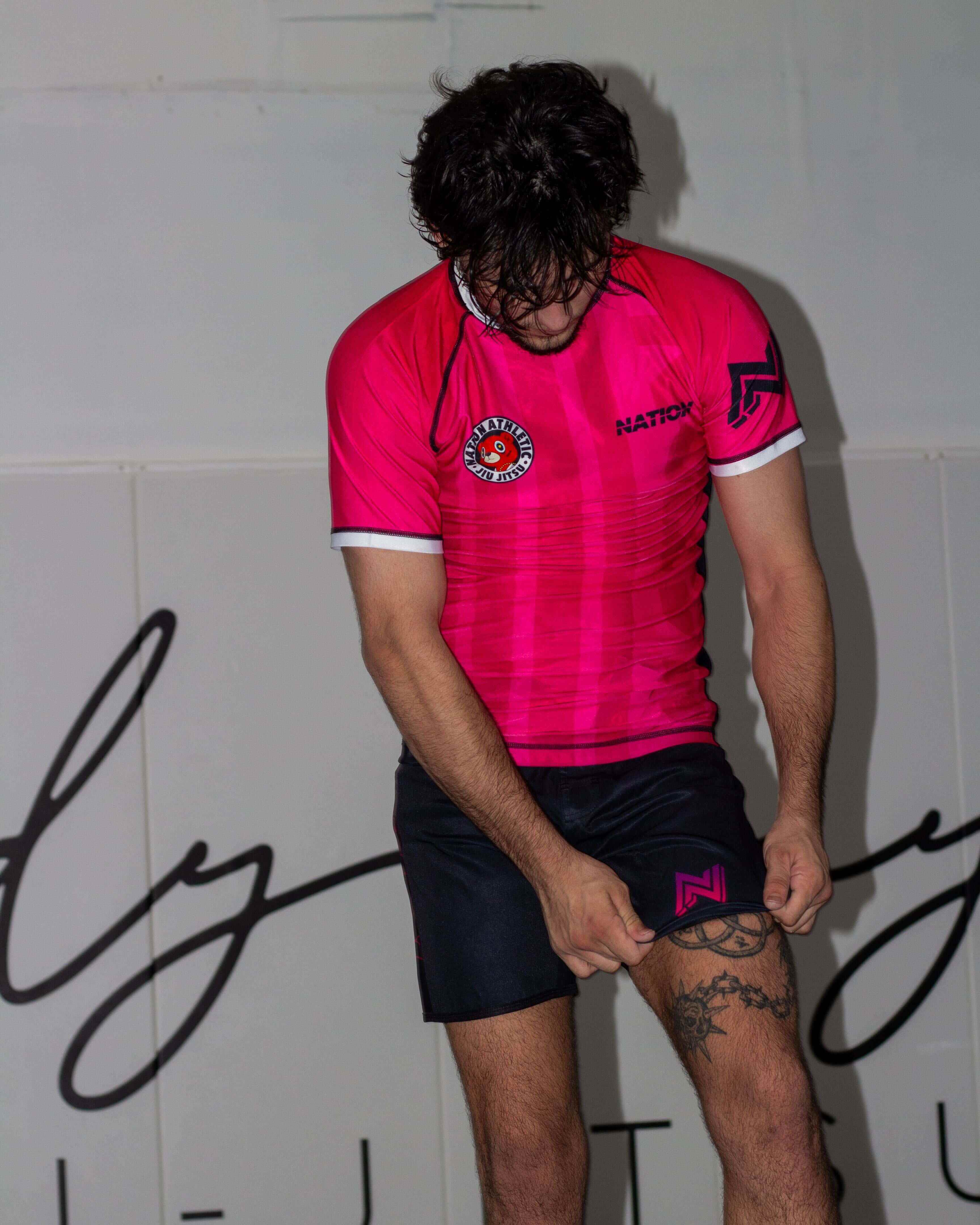 Kanye BJJ No-Gi Set rash guard and shorts model