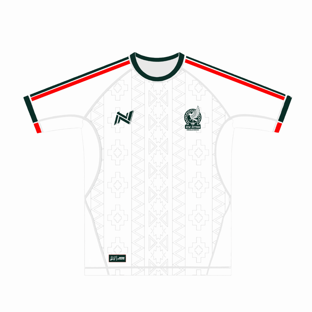 Mexico World Cup BJJ Rash Guard Set white no-gi training kit with matching rash guard and shorts