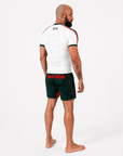 Mexico World Cup white BJJ rash guard and shorts no-gi training kit by Nation Athletic