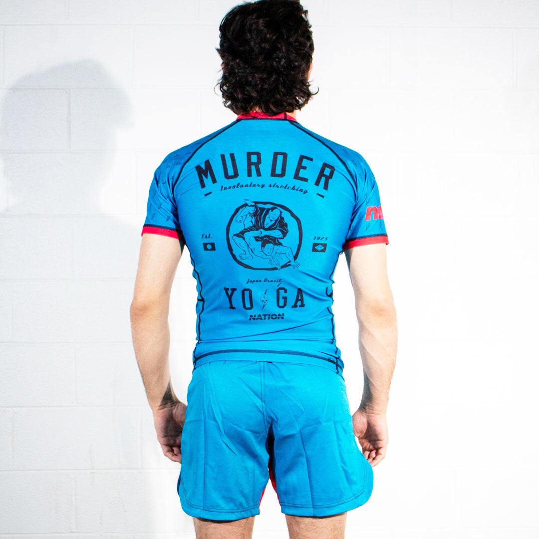 Murder Yoga BJJ Rash Guards Set with BJJ Shorts back view