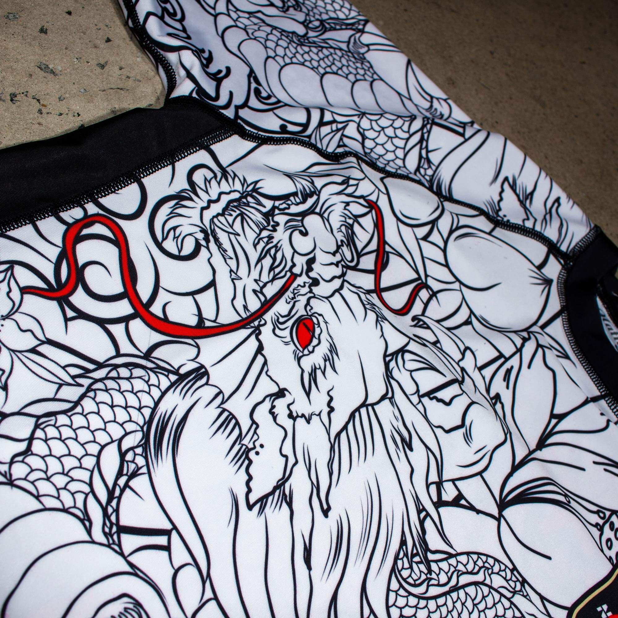 Rising Dragon | Male | White | Short Sleeve BJJ Rash Guard | No-Gi Jiu Jitsu &amp; MMA Gear
