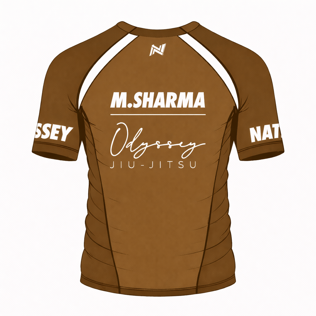 Nation BJJ Ranked custom rash guard for no-gi Brazilian Jiu-Jitsu training and competition
