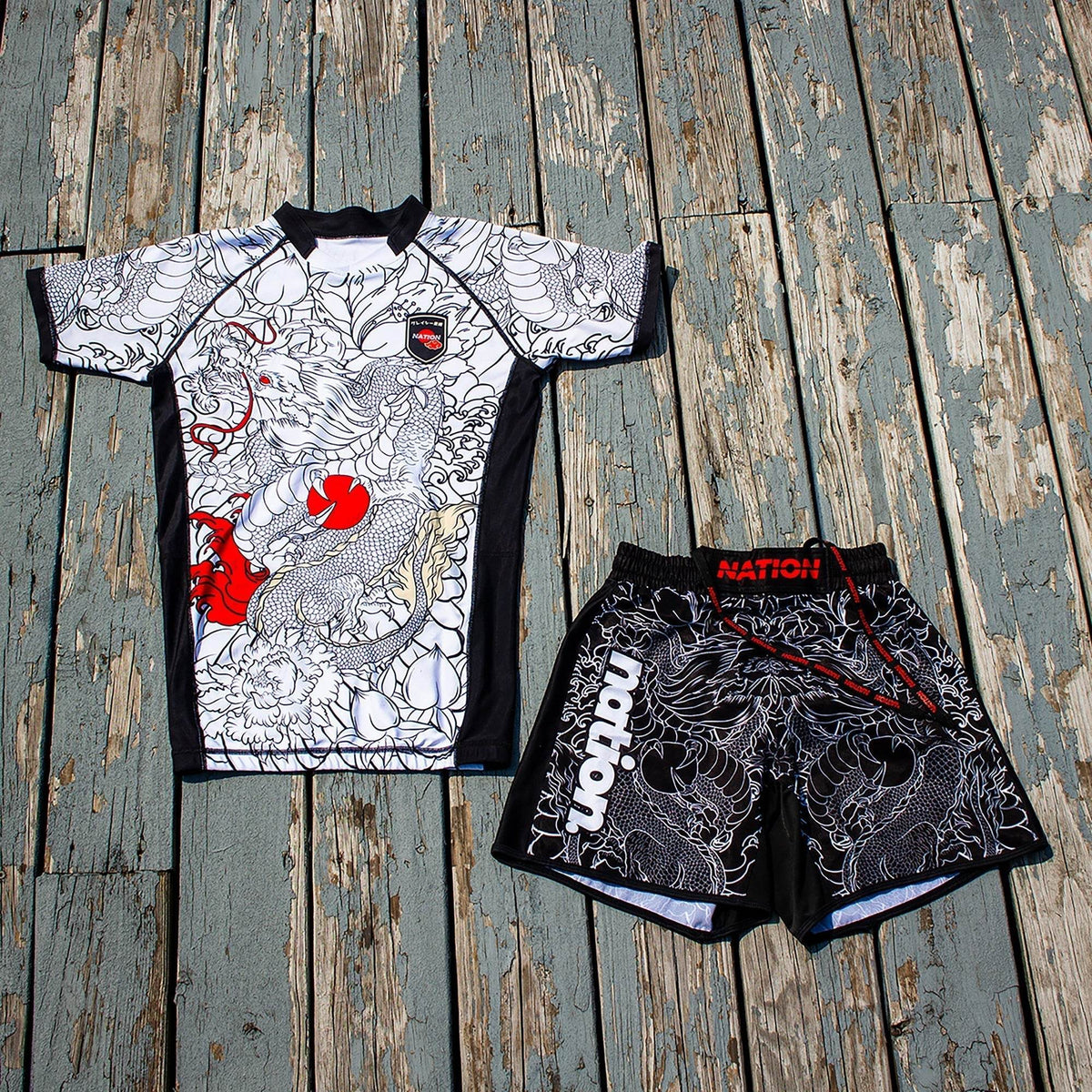 White Short Sleeve BJJ Rash Guard - Death Cuddles - Nation Athletics Bjj