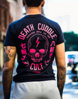 Black Death Cuddle BJJ T Shirt with skull design, premium Jiu Jitsu apparel, athletic fit.