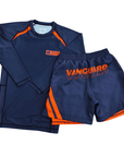 Vanguard Grappling Shorts in orange and blue with four-way stretch for grappling and no-gi training