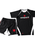 Vanguard No-Gi Set black and white rash guard and grappling shorts for no-gi training by Nation Athletic