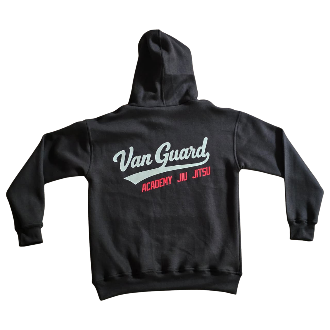 Black Vanguard Hooded Sweatshirt with VanGuard Academy Jiu Jitsu logo and bold back graphic by Nation Athletic