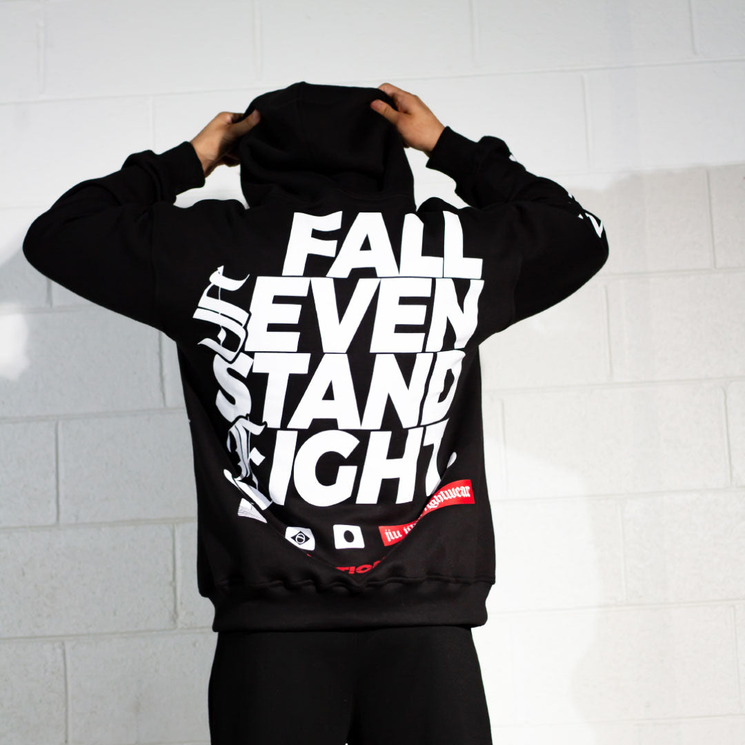 black nation athletic bjj hoodie back view on model