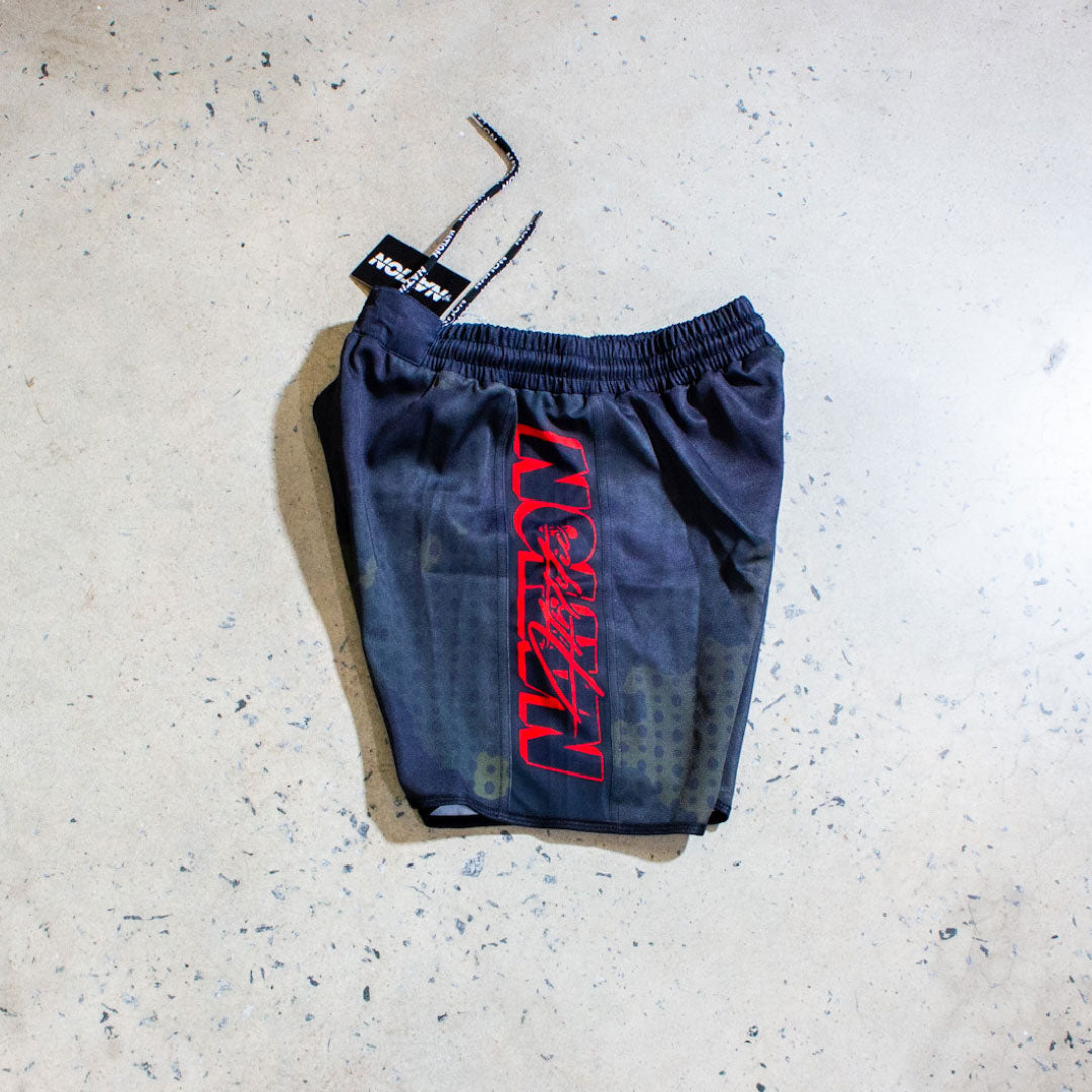 Fatigues Camo BJJ Shorts with elastic waistband for durability and flexibility.