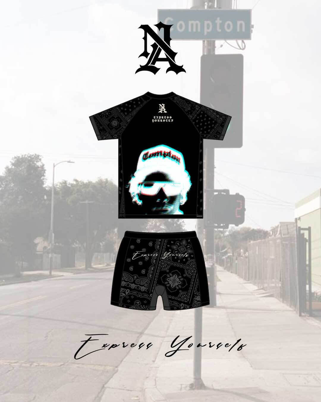 Black Paisley BJJ Rash Guard short-sleeve no-gi compression top with moisture-wicking fabric and durable flatlock seams
