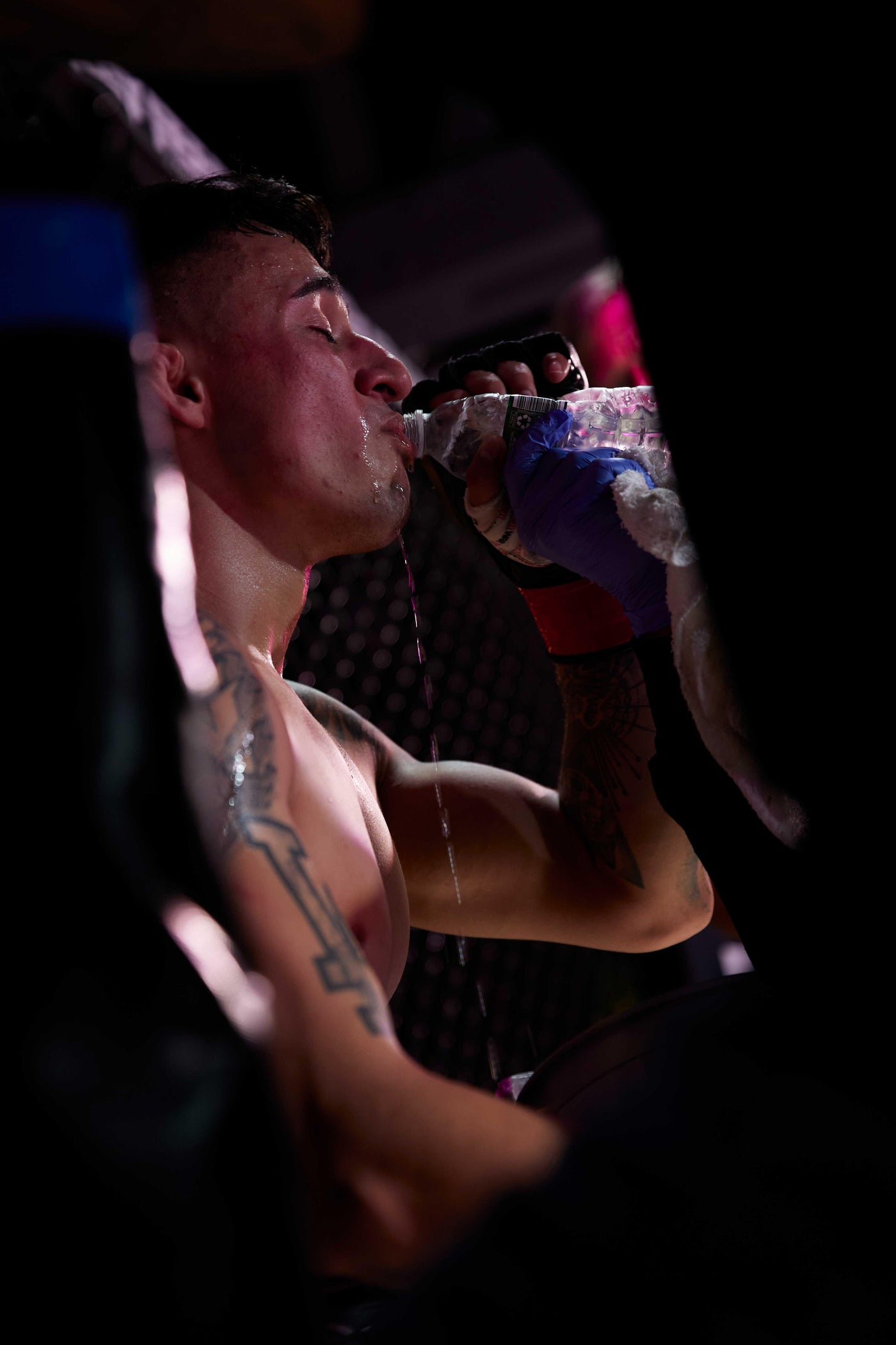 Custom MMA shorts in live sparring session