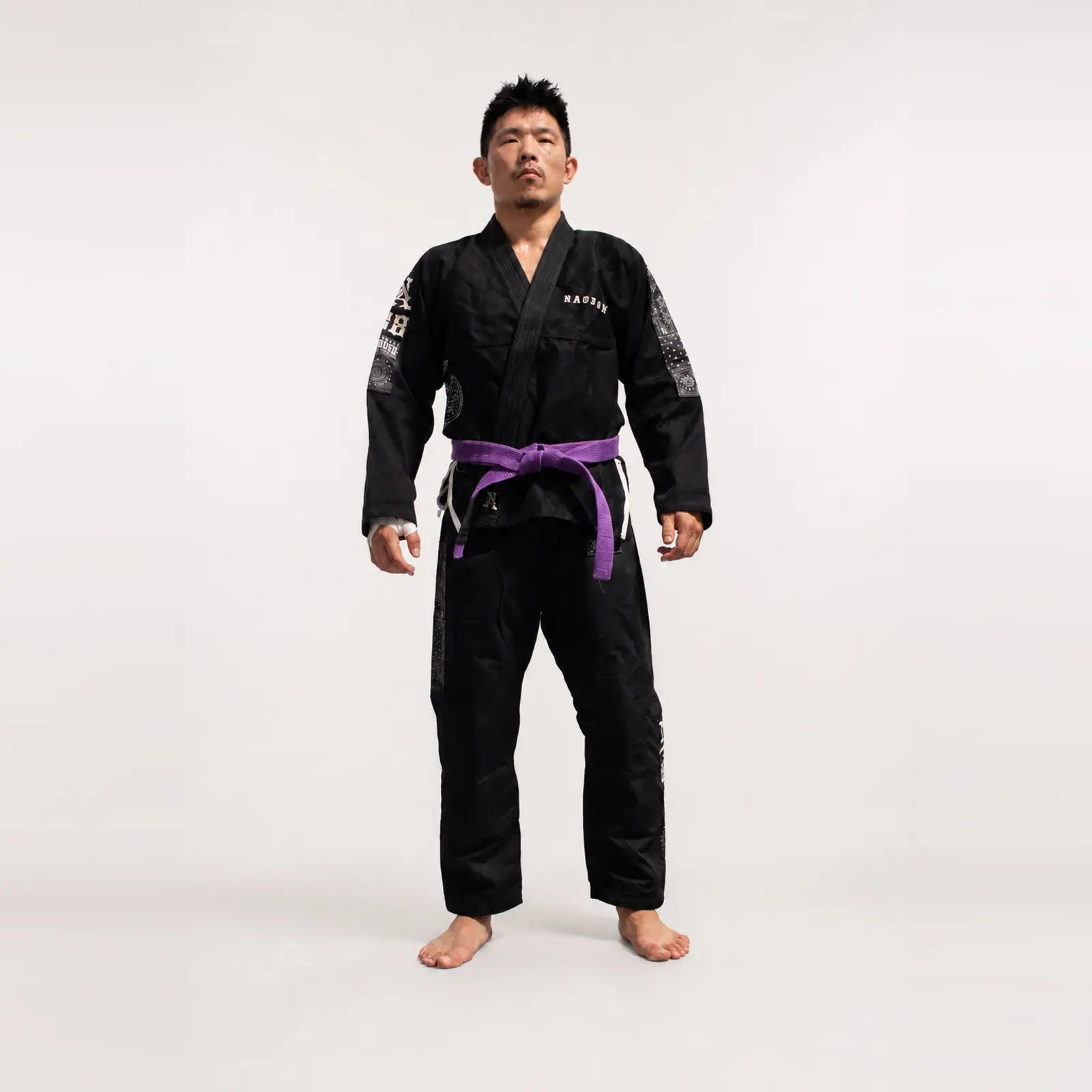 Black Paisley BJJ Gi with expressive West Coast paisley design and durable pearl-weave jacket and ripstop pants for Brazilian Jiu-Jitsu training.