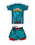 Jiu Jitsu Academia multicolor Nogi BJJ rash guard set with anime-inspired design and tailored fit