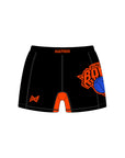 Black and orange New York Nicks NYK53 no-gi BJJ fight shorts designed for grappling and MMA training