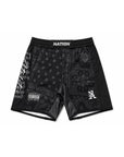 Black Paisley BJJ Rash Guard Set and matching grappling shorts for no-gi training by Nation Athletic