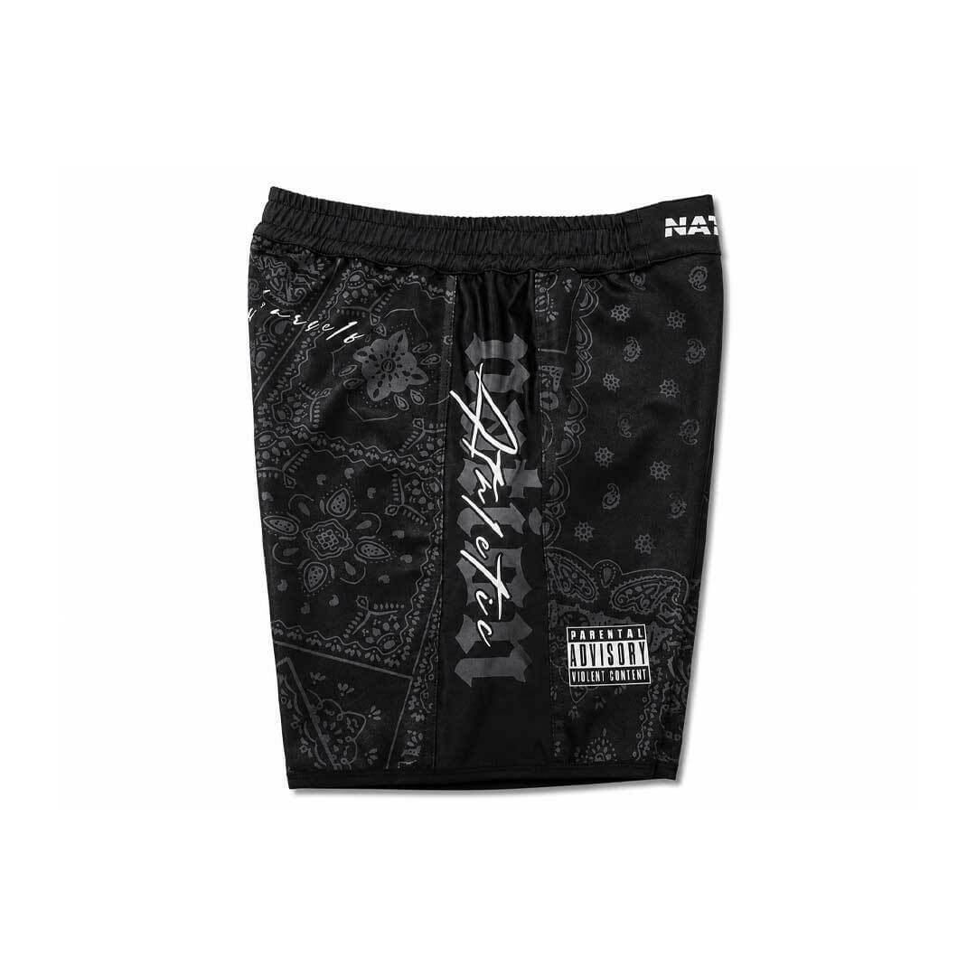 Black Paisley BJJ Rash Guard Set with matching grappling shorts for no-gi Brazilian Jiu-Jitsu training by Nation Athletic