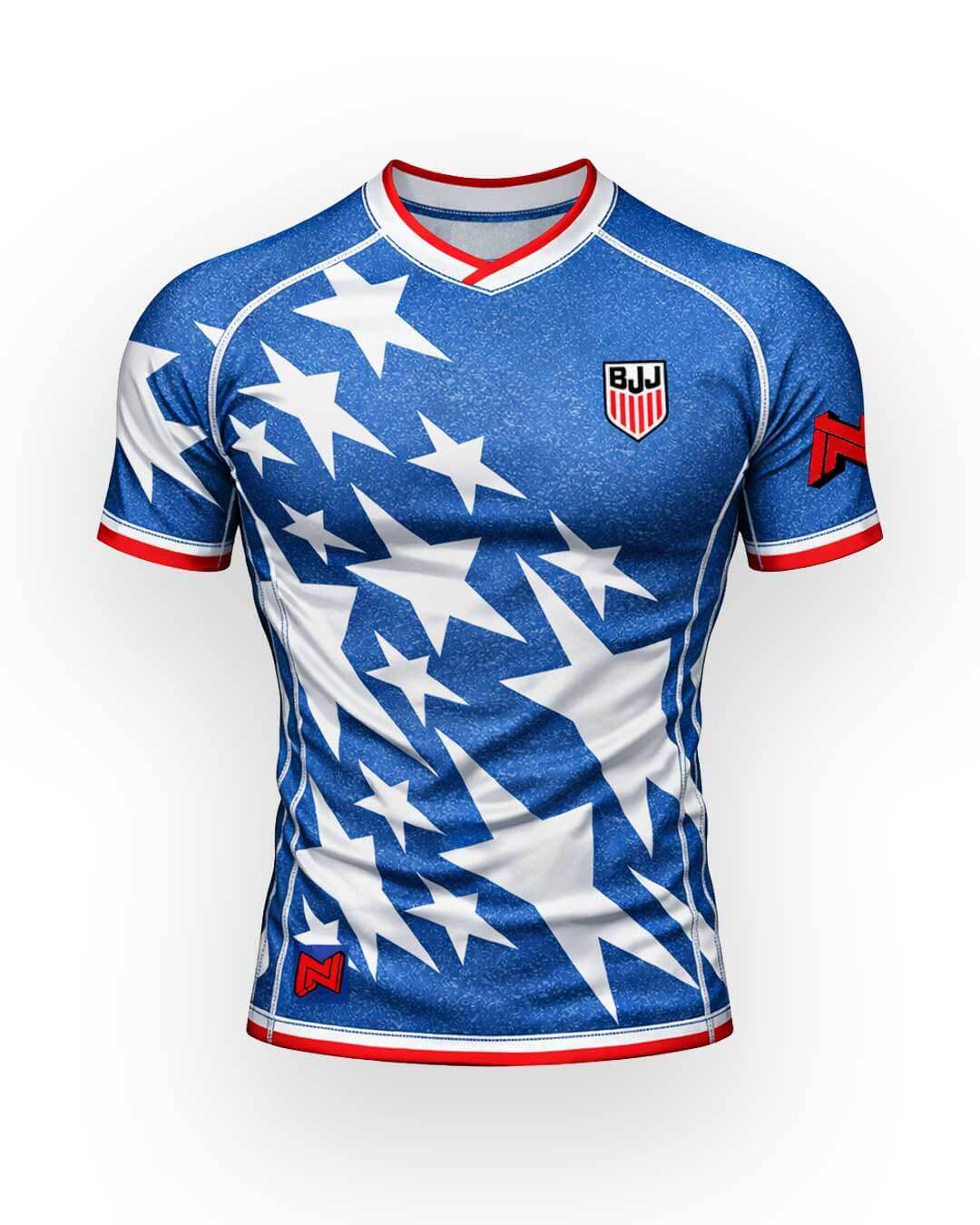 USA World Cup Rash Guard compression shirt with breathable, moisture-wicking fabric and reinforced flatlock stitching for training and competition